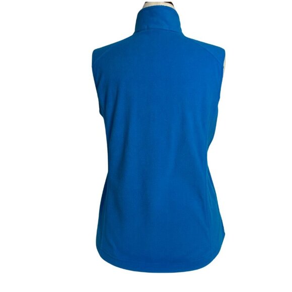 Lands' End Woman Plus Size LP/14/16 Zip-Front Fleece Vest Long Blue - Picture 2 of 9